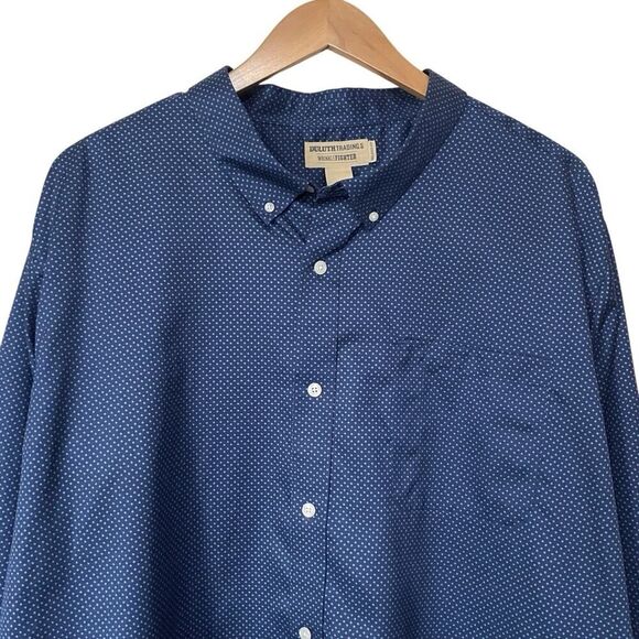 Duluth Trading Co Mens 4XL Blue Micro Square Button Down Shirt Wrinkle Fighter - Picture 2 of 11